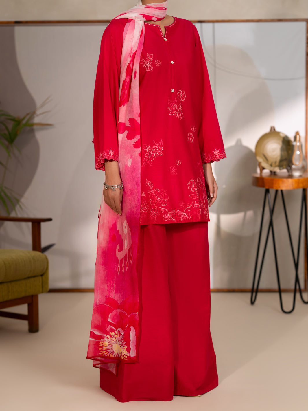 Dyed Lawn Pink Unstitched Suit - Almirah