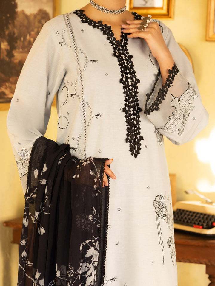 Cotton Lawn Teal Blue Unstitched Suit - Almirah
