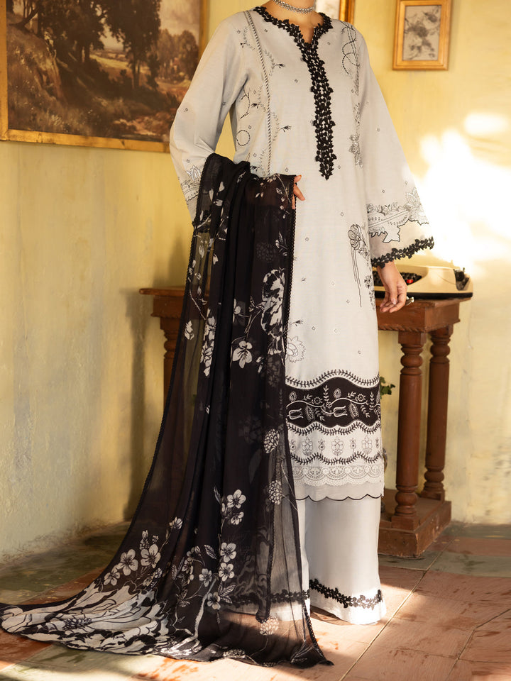 Cotton Lawn Teal Blue Unstitched Suit - Almirah