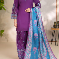 Dyed Lawn Purple Unstitched Suit - Almirah