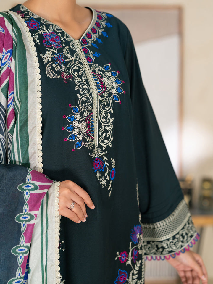 Dyed Lawn Black Unstitched Suit - Almirah
