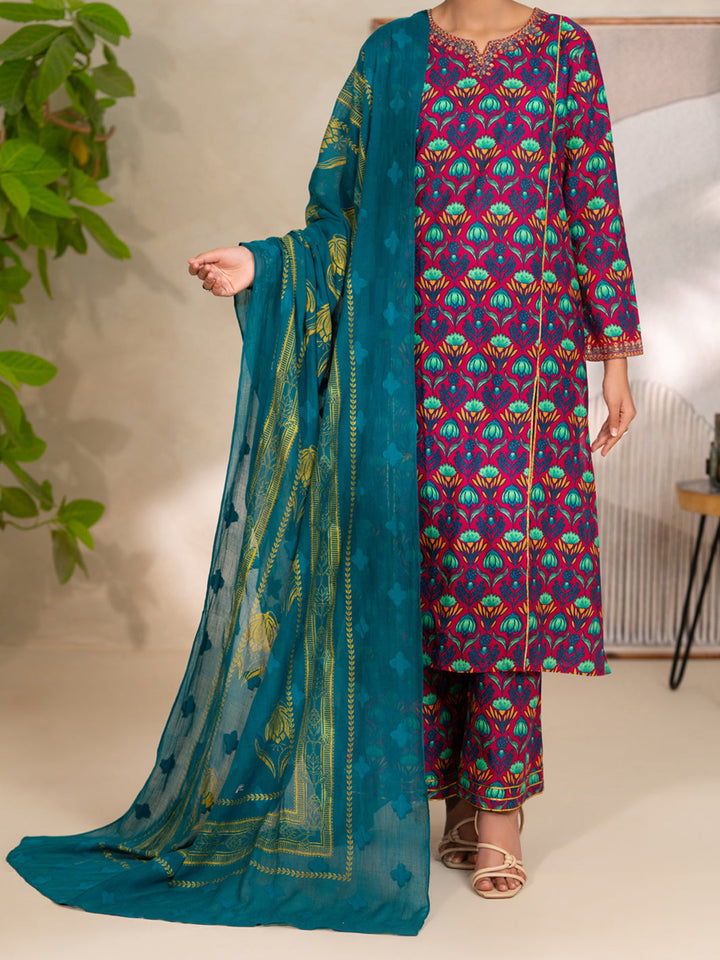 Cotton Lawn Pink Unstitched Suit - Almirah
