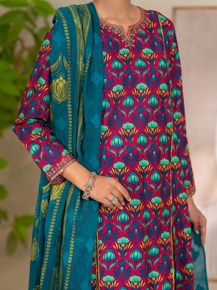 Cotton Lawn Pink Unstitched Suit - Almirah