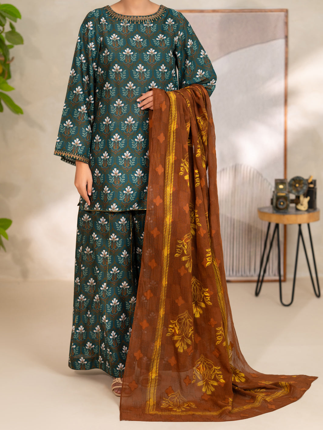 Cotton Green Unstitched Suit - Almirah