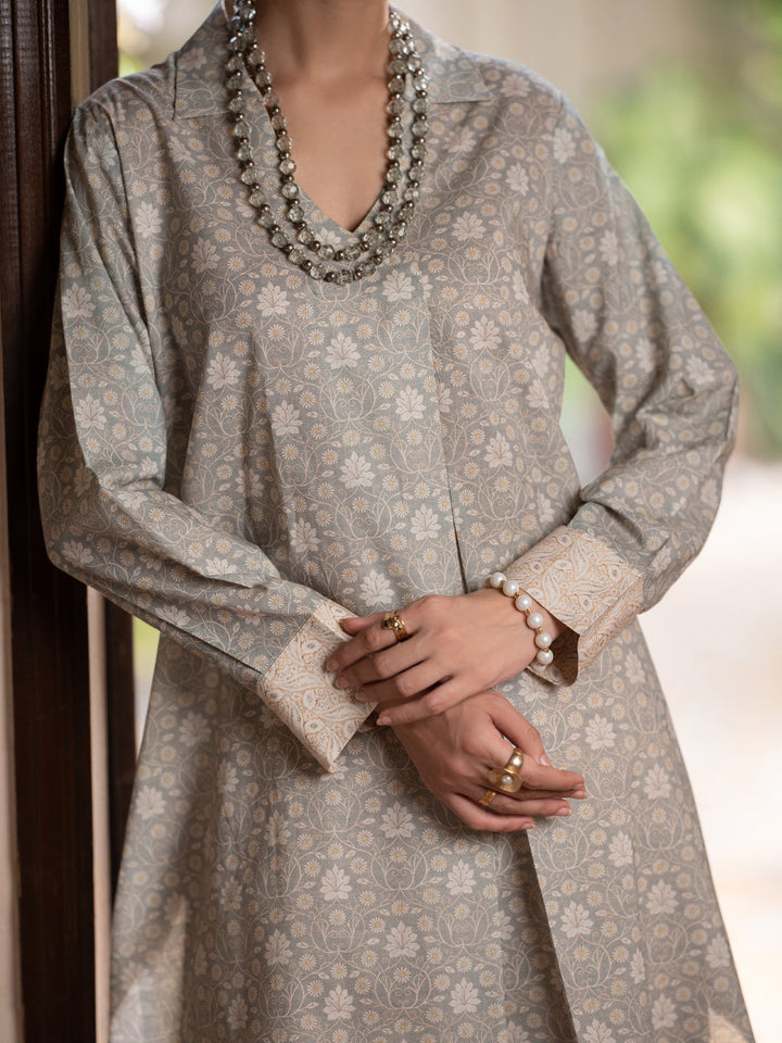 Cotton Beige Stitched Suit - Almirah