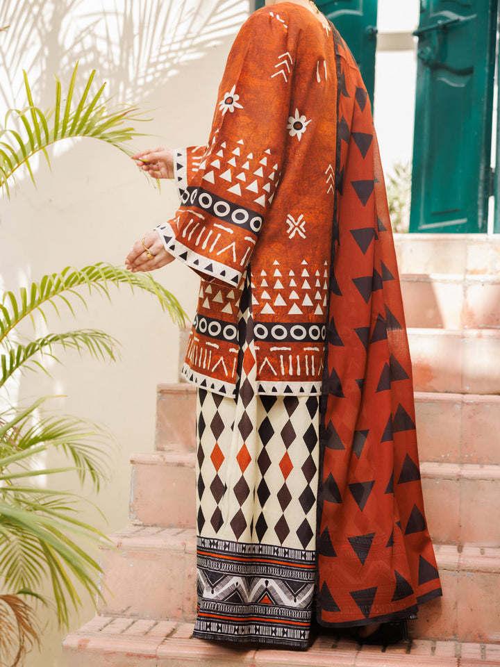 Cotton Rust Stitched Suit - Almirah