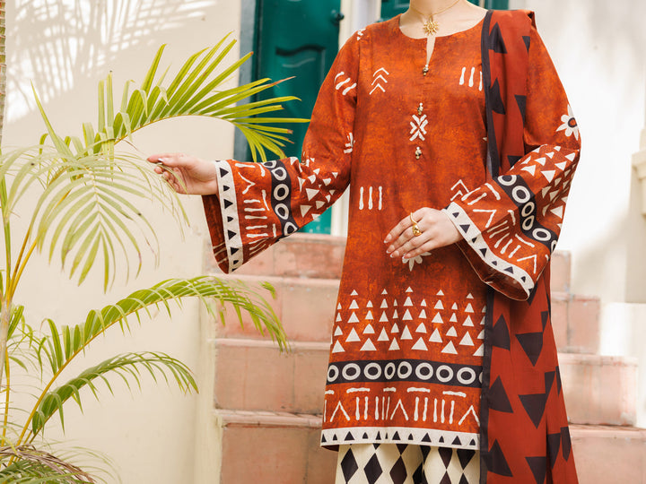Cotton Rust Stitched Suit - Almirah