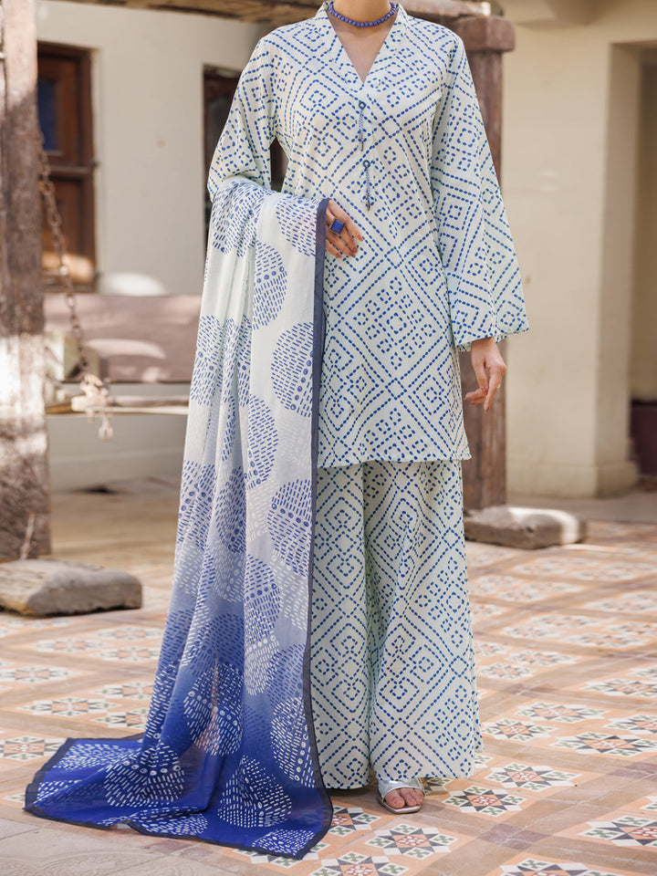 Cotton Off White Stitched Suit - Almirah