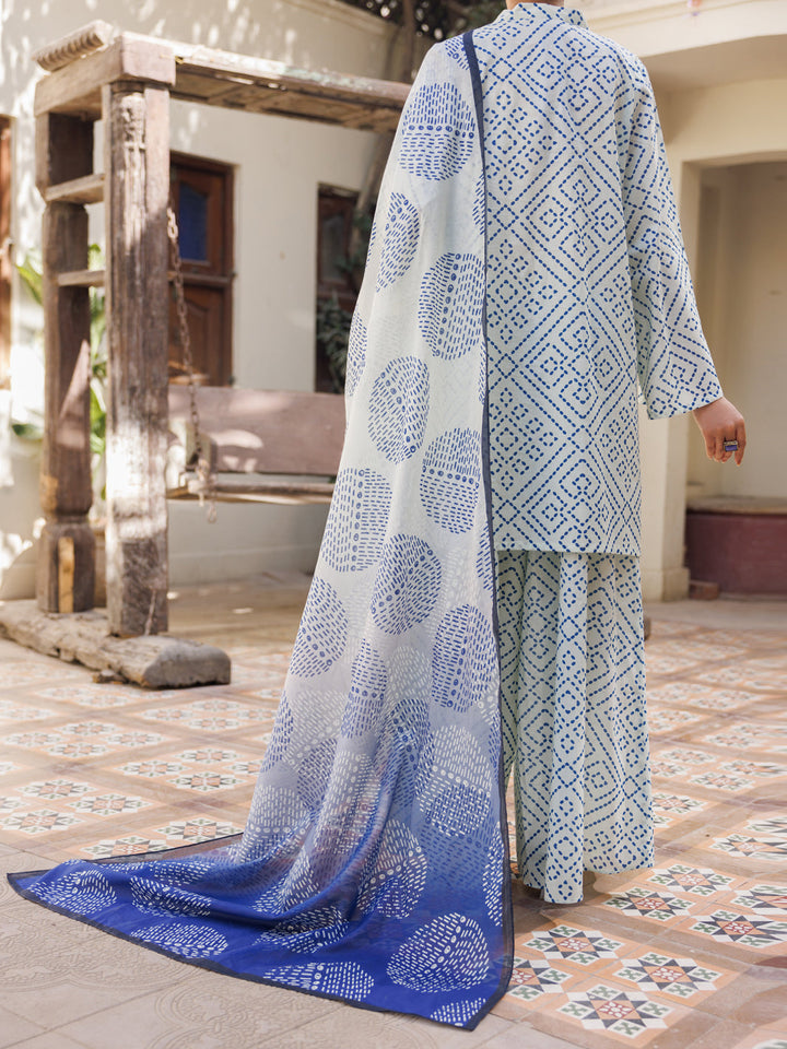 Cotton Off White Stitched Suit - Almirah