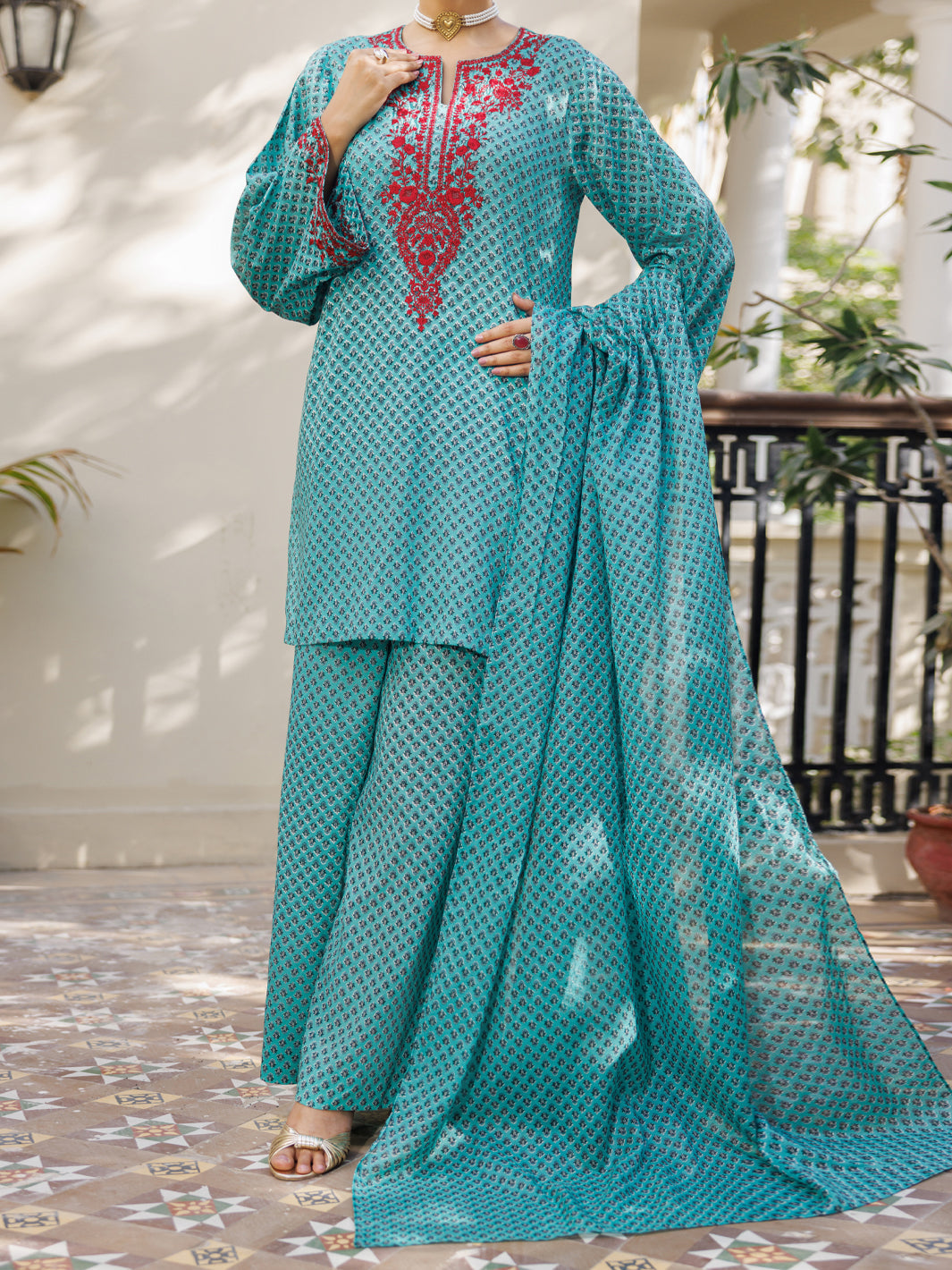 Lawn Green Stitched Suit - Almirah