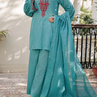 Lawn Green Stitched Suit - Almirah