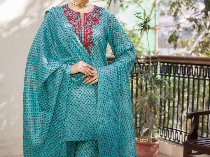 Lawn Green Stitched Suit - Almirah