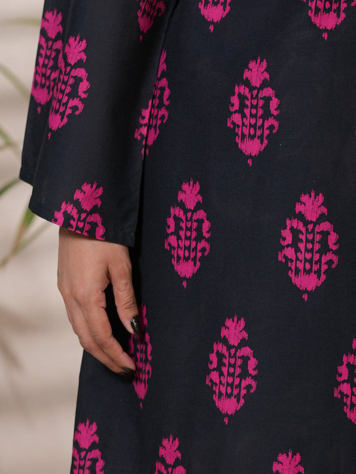 Cotton Black Unstitched Suit - Almirah