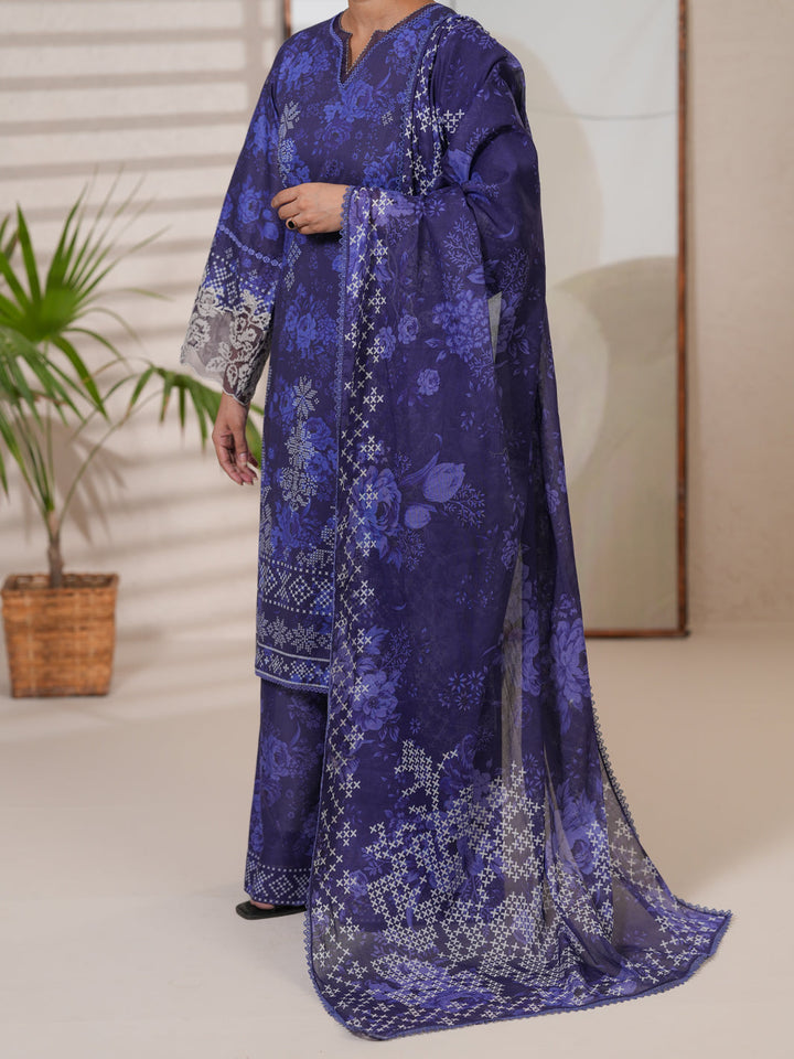Cotton Blue Unstitched Suit - Almirah