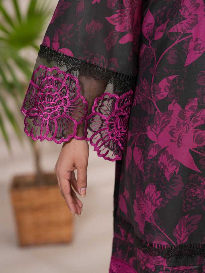 Cotton Magenta Unstitched Suit - Almirah