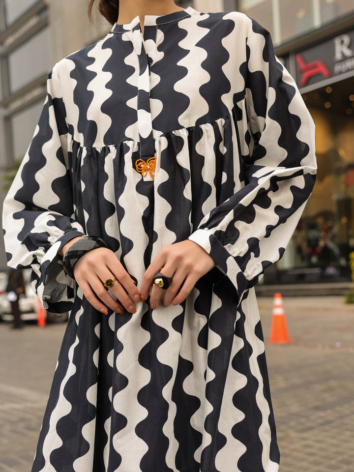 Lawn Black White Kurti - Almirah