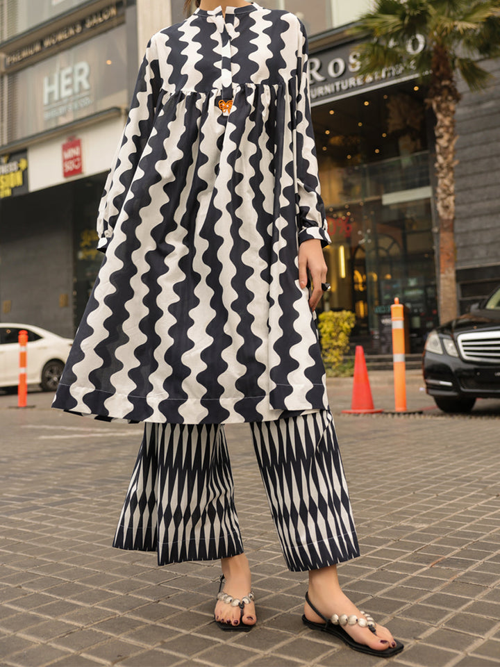 Lawn Black White Kurti - Almirah