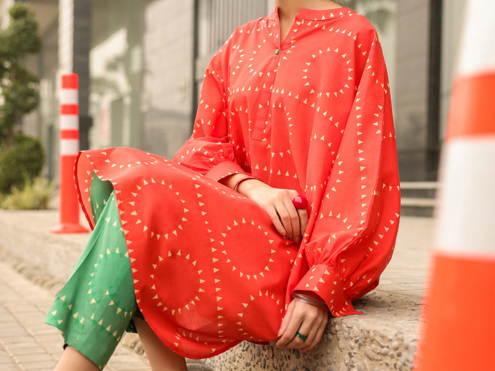 Lawn Orange Kurti - Almirah