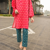 Lawn Red Kurti - Almirah