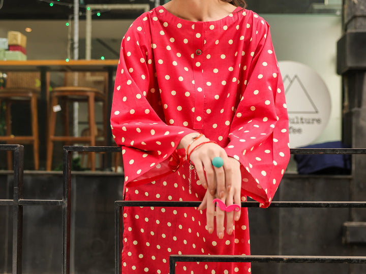 Lawn Red Kurti - Almirah