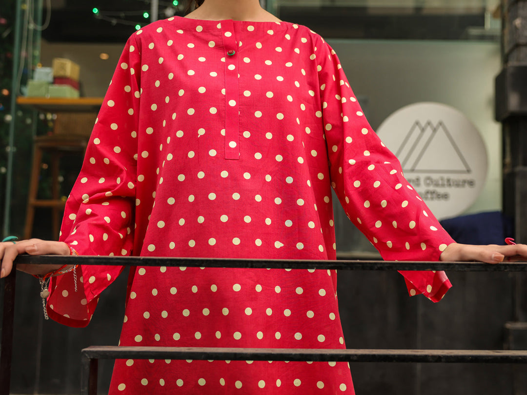 Lawn Red Kurti - Almirah