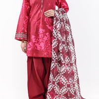 Lawn Maroon Unstitched Suit - Almirah