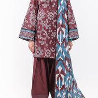 Lawn Brown Unstitched Suit - Almirah