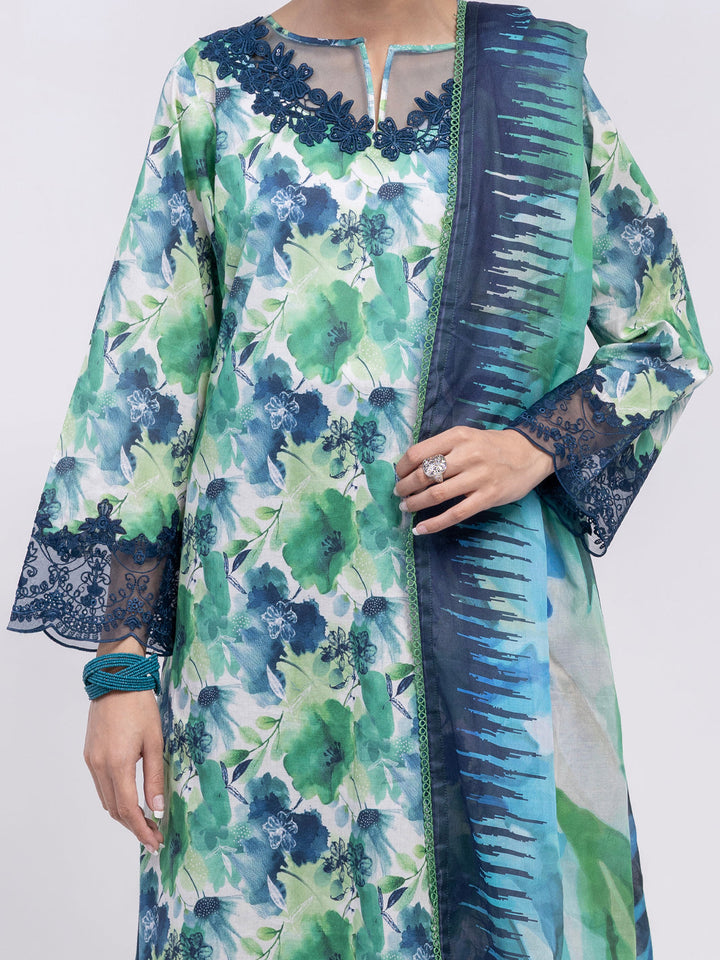 Lawn Green Unstitched Suit - Almirah