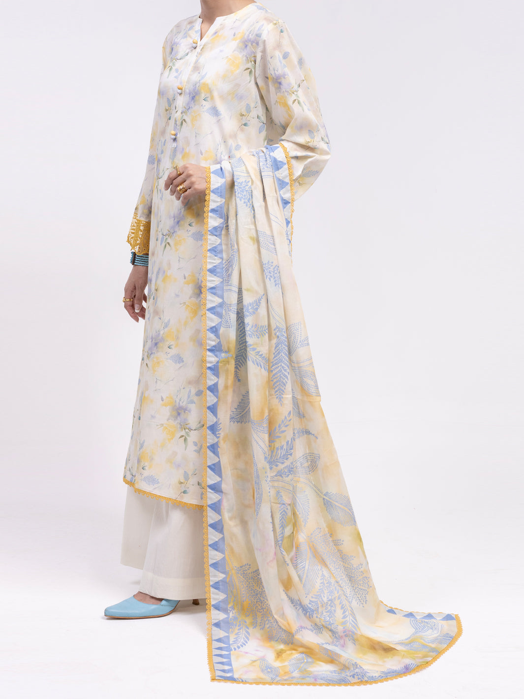 Lawn Off White Unstitched Suit - Almirah