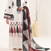 Lawn White Unstitched Suit - Almirah