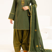 Lawn Mehendi Green Stitched Suit - J. Junaid Jamshed