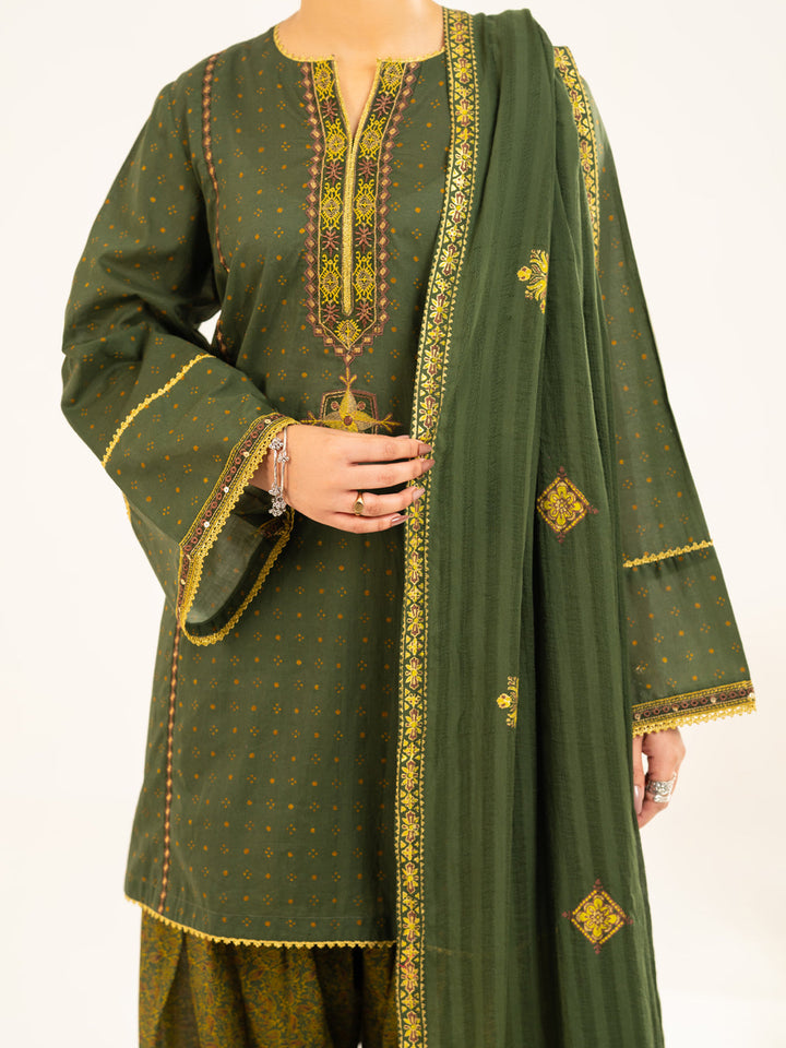 Lawn Mehendi Green Stitched Suit - J. Junaid Jamshed