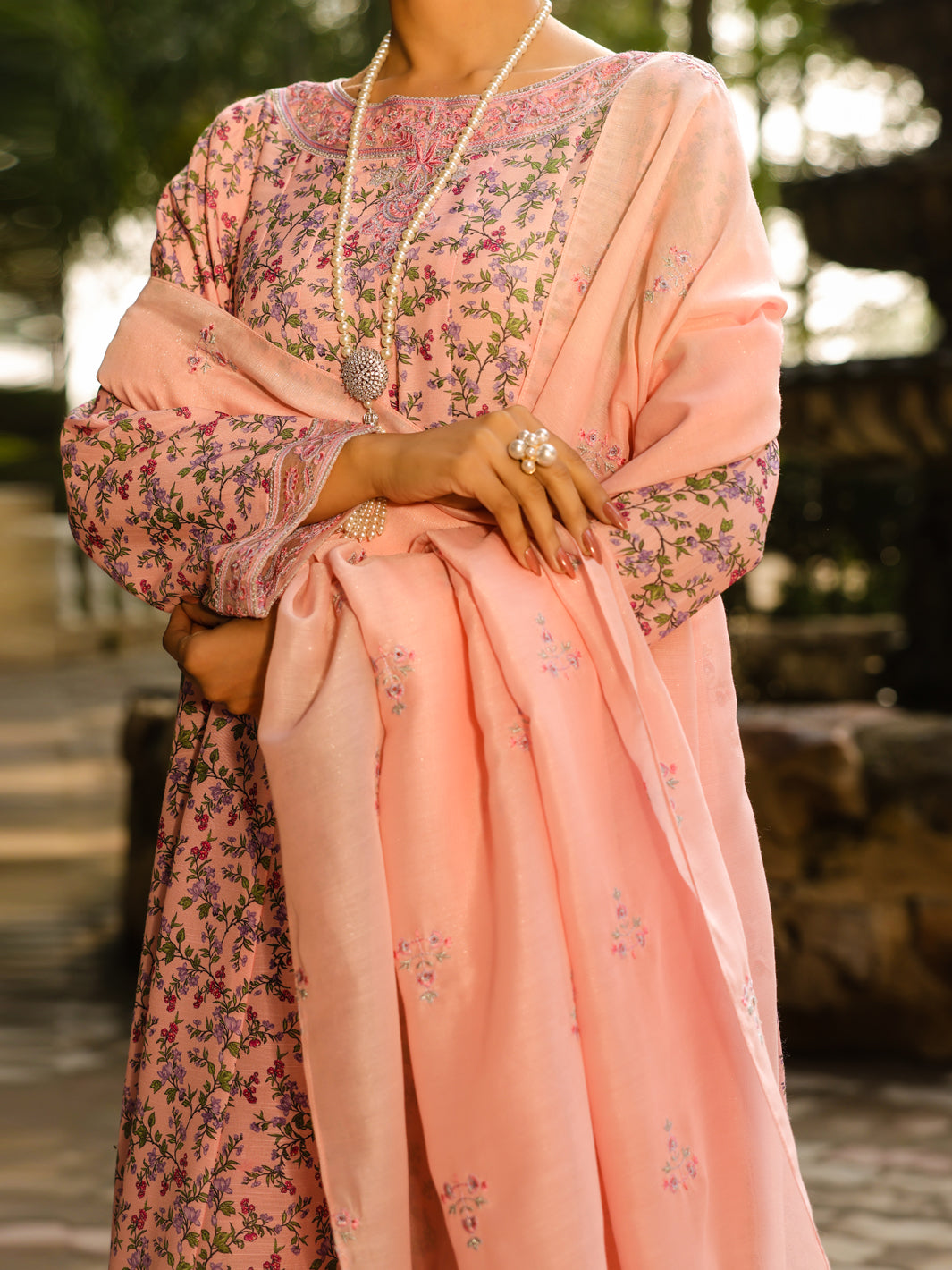Raw Silk Light Pink Stitched Suit - Almirah