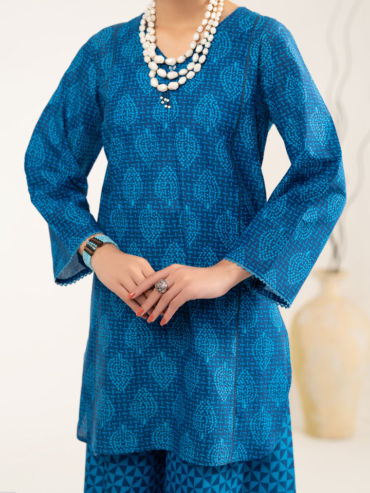 Lawn Blue Unstitched Suit - Almirah