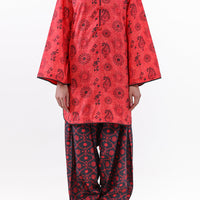Lawn Red Unstitched Suit - Almirah