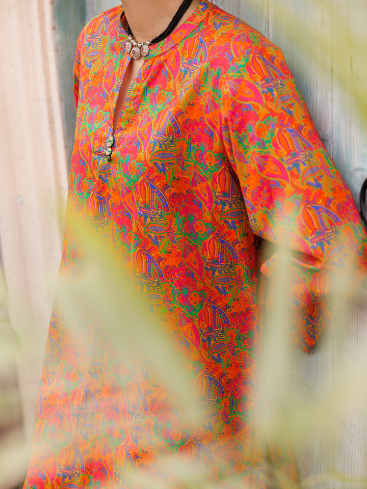 Lawn Orange Stitched Suit - Almirah