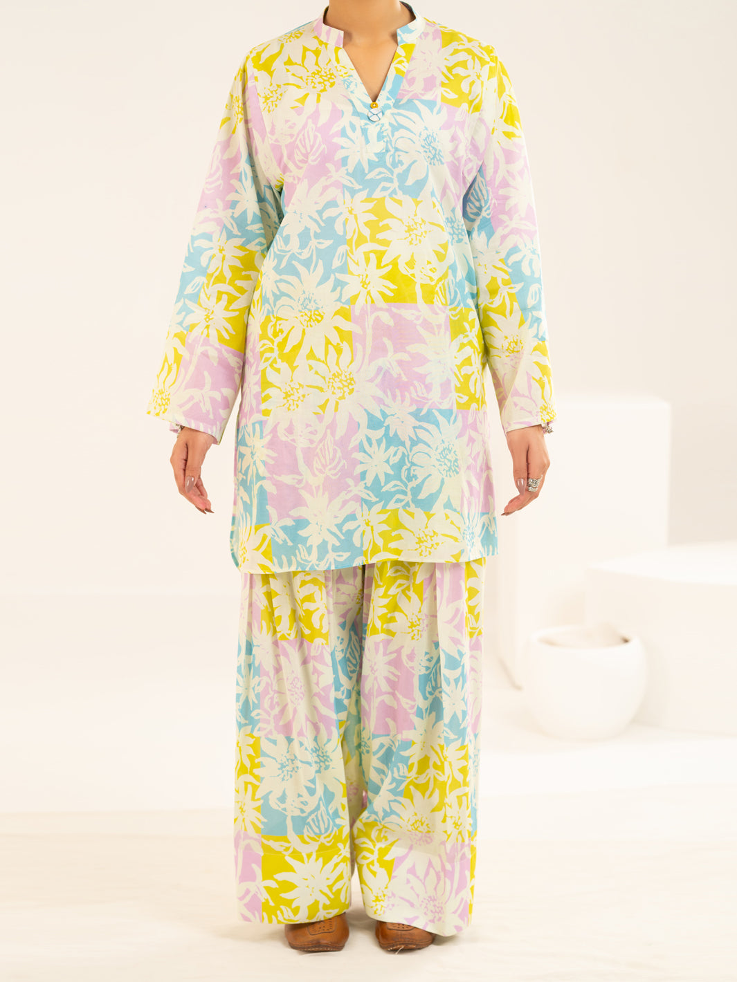 Lawn Multicolor Stitched Suit - J. Junaid Jamshed