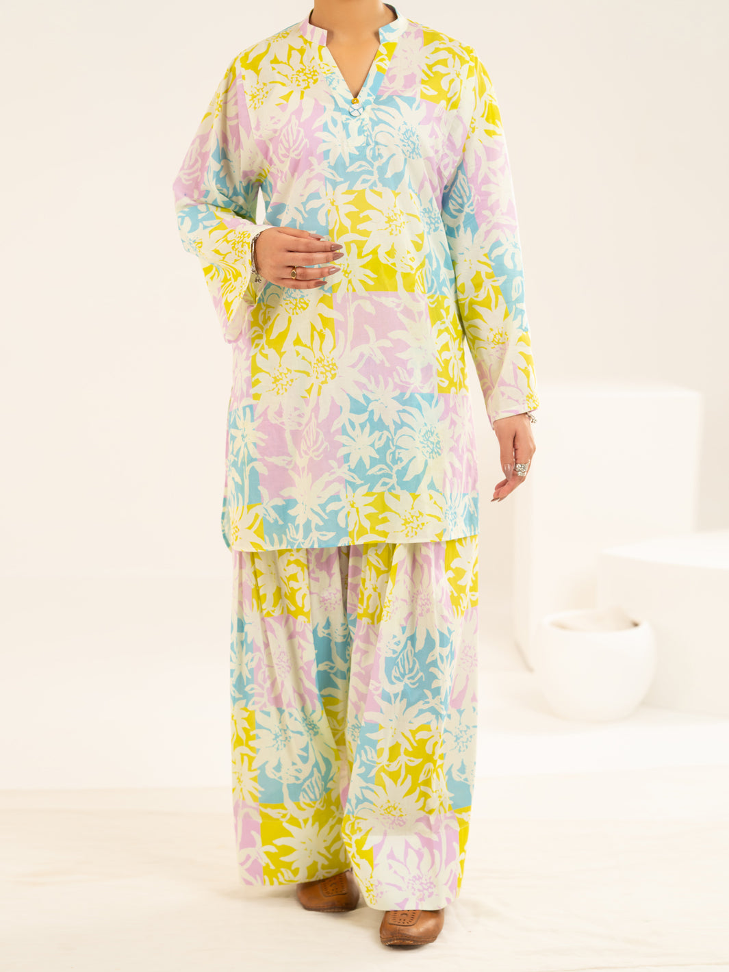 Lawn Multicolor Stitched Suit - J. Junaid Jamshed