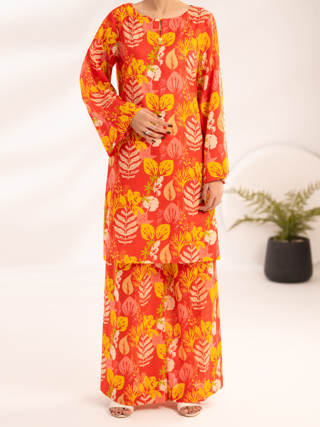 Lawn Orange Stitched Suit - Almirah