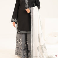 Lawn Black Stitched Suit - J. Junaid Jamshed