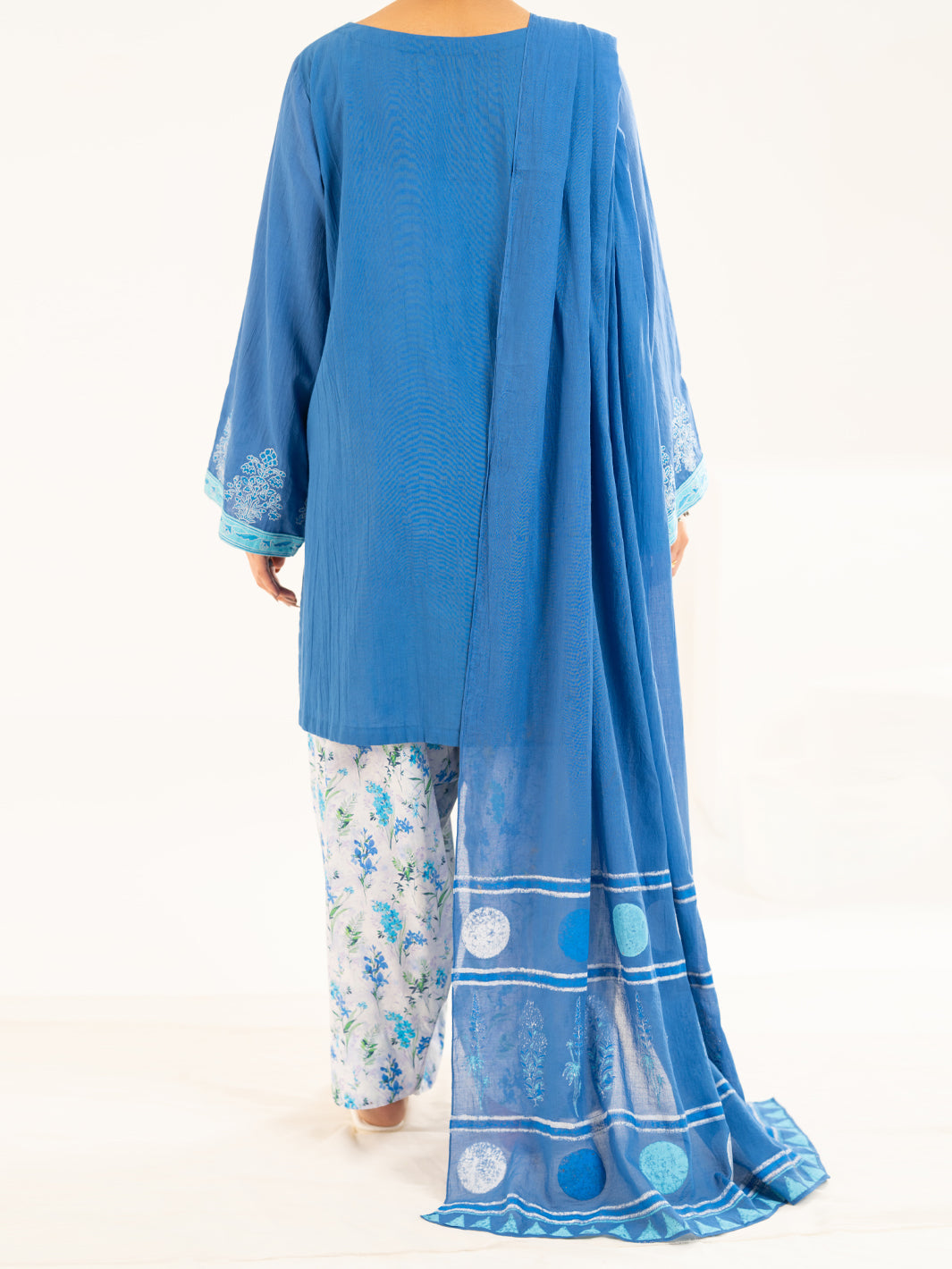 Lawn Blue Stitched Suit - J. Junaid Jamshed