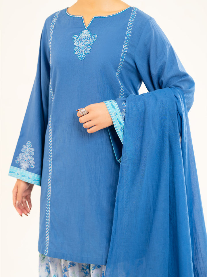 Lawn Blue Stitched Suit - J. Junaid Jamshed