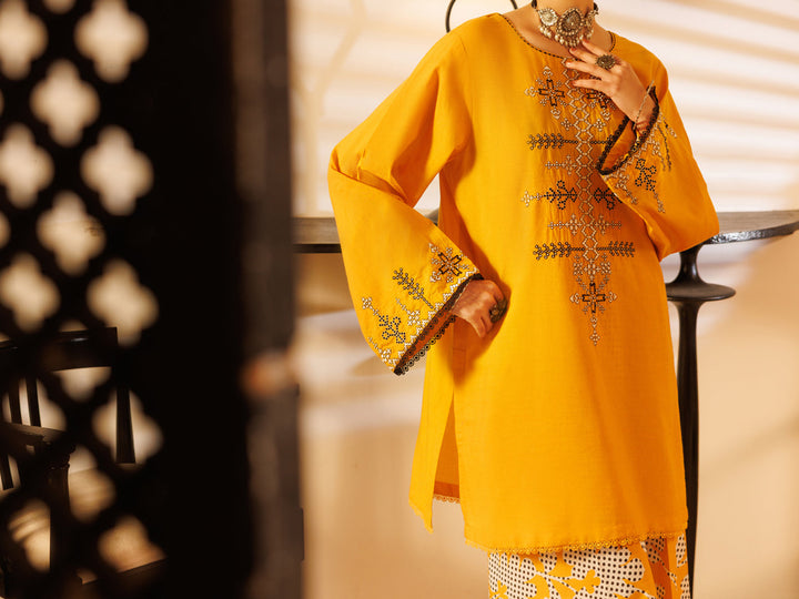 Lawn Yellow Stitched Suit - J. Junaid Jamshed
