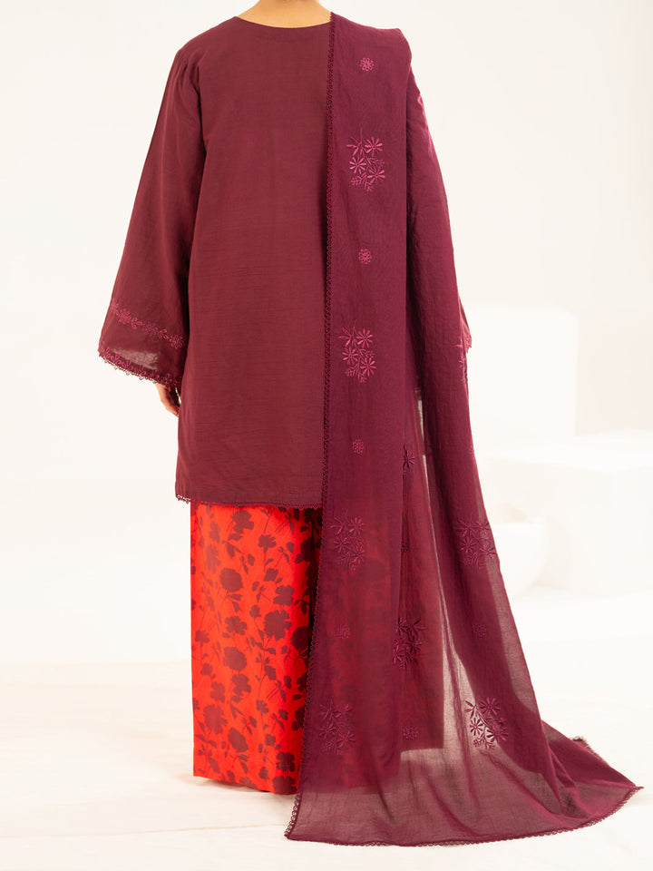 Lawn Brown Stitched Suit - J. Junaid Jamshed