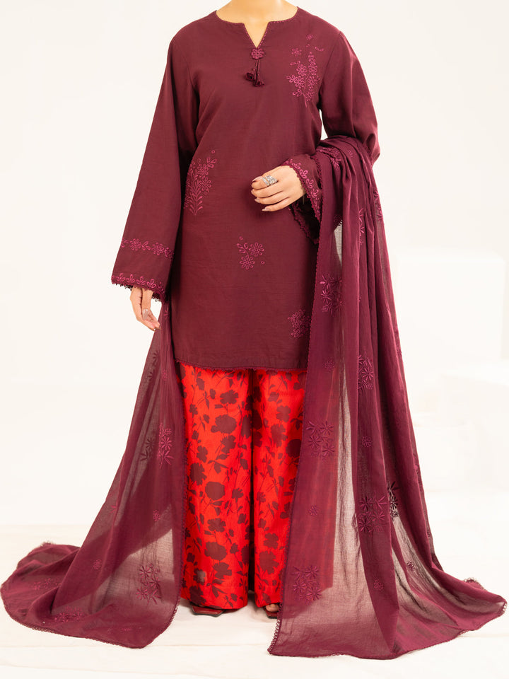 Lawn Brown Stitched Suit - J. Junaid Jamshed