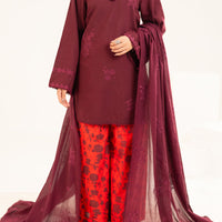 Lawn Brown Stitched Suit - J. Junaid Jamshed