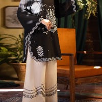 Dobby Black Stitched Suit - Almirah