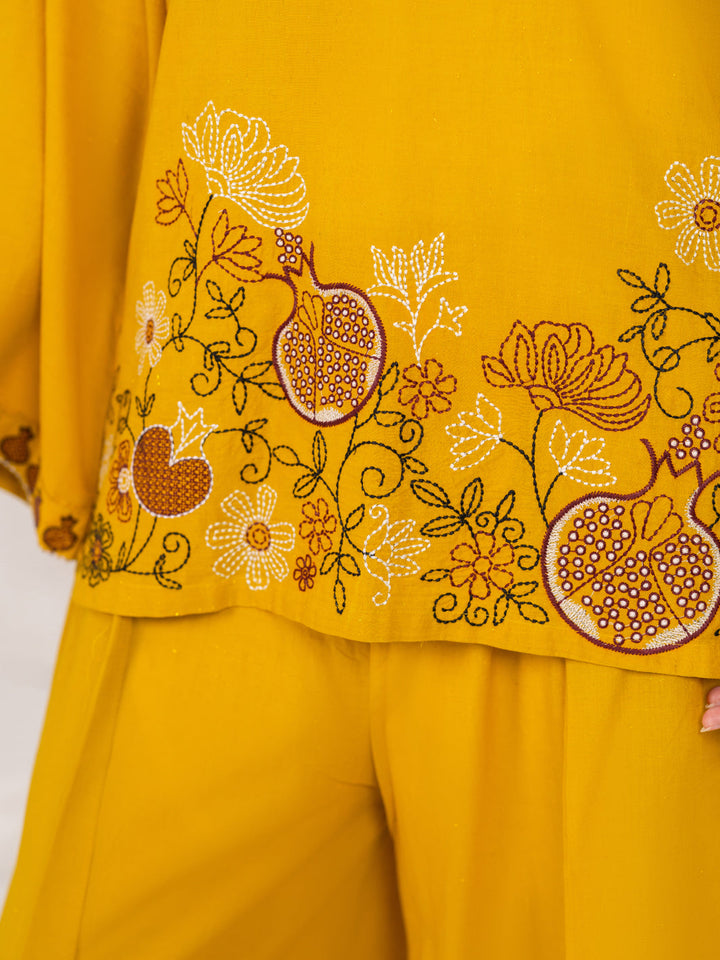 Cotton Dobby Lemon Stitched Suit - Almirah