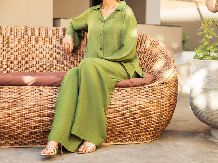 Cotton Green Stitched Suit - Almirah