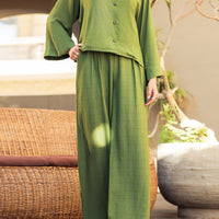 Cotton Green Stitched Suit - Almirah